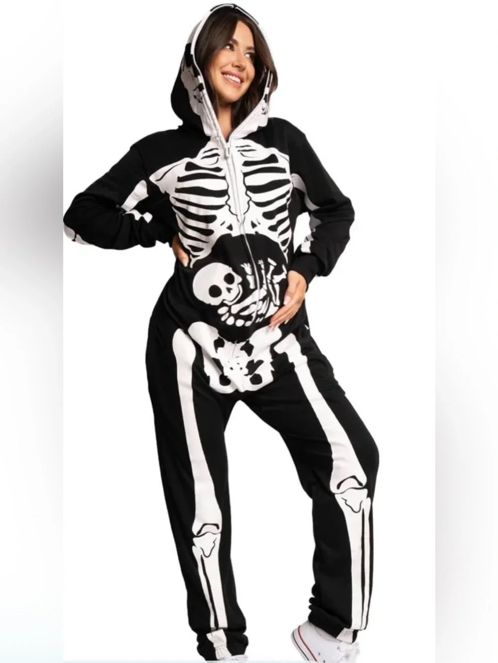 NWT Tipsy Elves Maternity Skelton Full Zip One Piece Jumpsuit - Size S